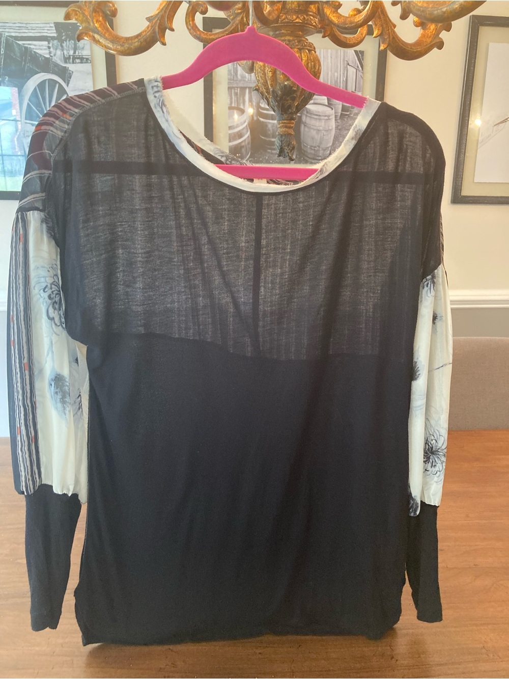 Anthropologie Tiny brand mixed-Media Black Long Sleeve Tee.